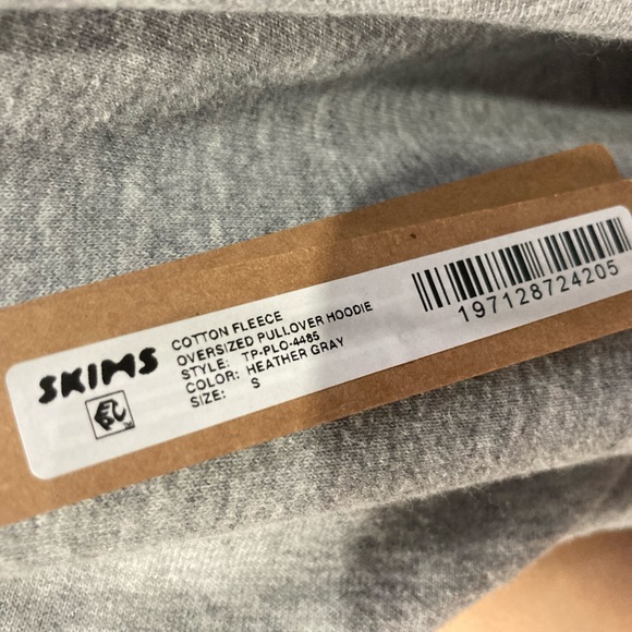 NEW! SKIMS Oversized Cotton Fleece Pullover Hoodie Heather Gray Sz XSmall, Small - Picture 9 of 9